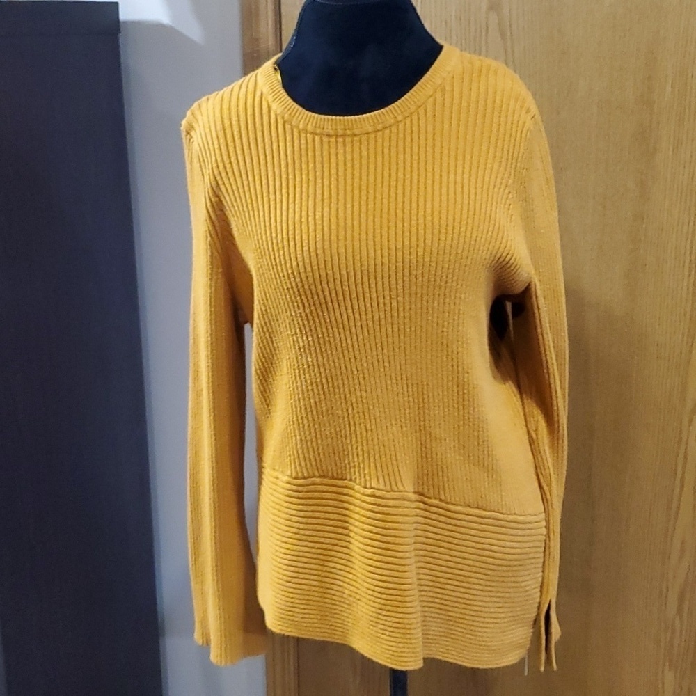 Michael kors pumpkin spice ribbed knit sweater long sleeve asymmetric hem